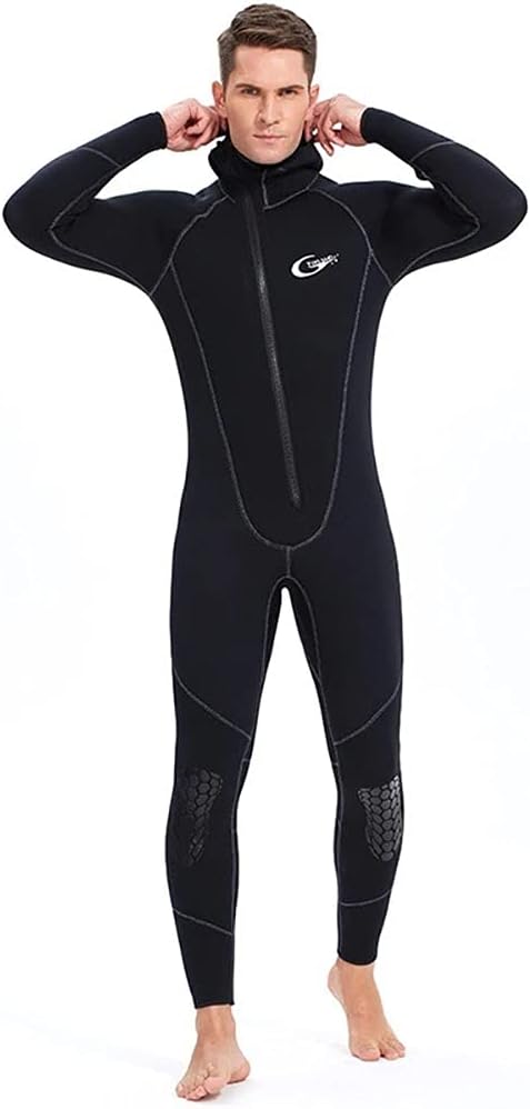1.5MM Neoprene Ultra Stretch Hooded Wetsuit, Front Zip, Full Body Diving Protection, One-Piece