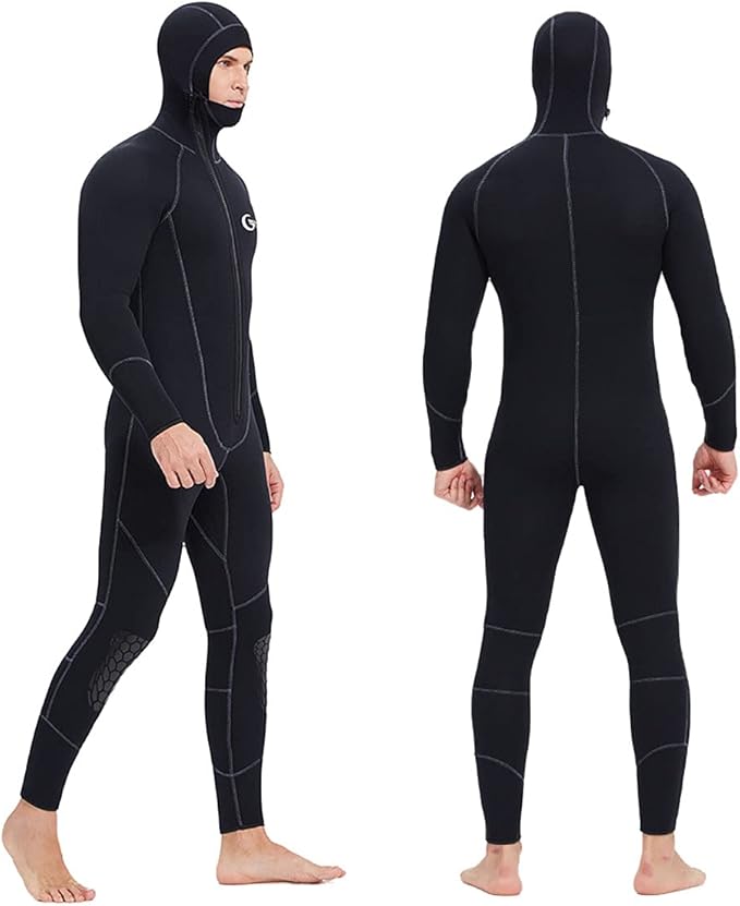 1.5MM Neoprene Ultra Stretch Hooded Wetsuit, Front Zip, Full Body Diving Protection, One-Piece