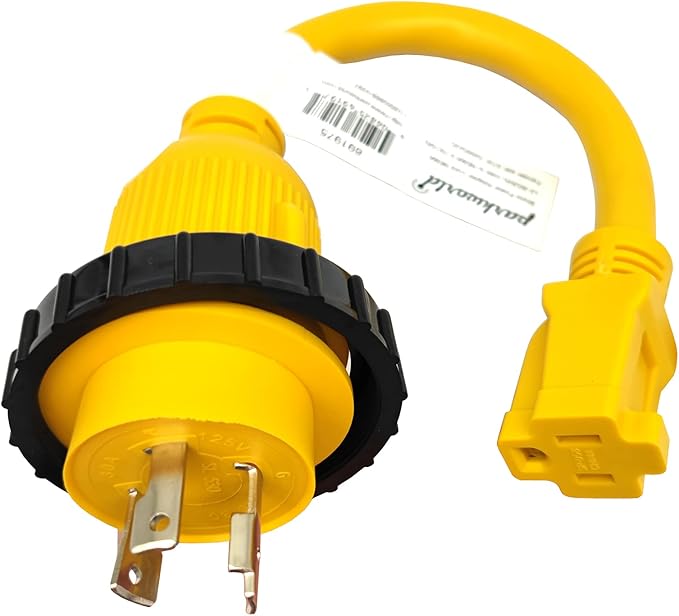 30A Male L5-30P to 5-15R Female Dogbone Adapter Power Cord, Twist Lock L5-30 Plug to 5-15 Receptacle (1FT)