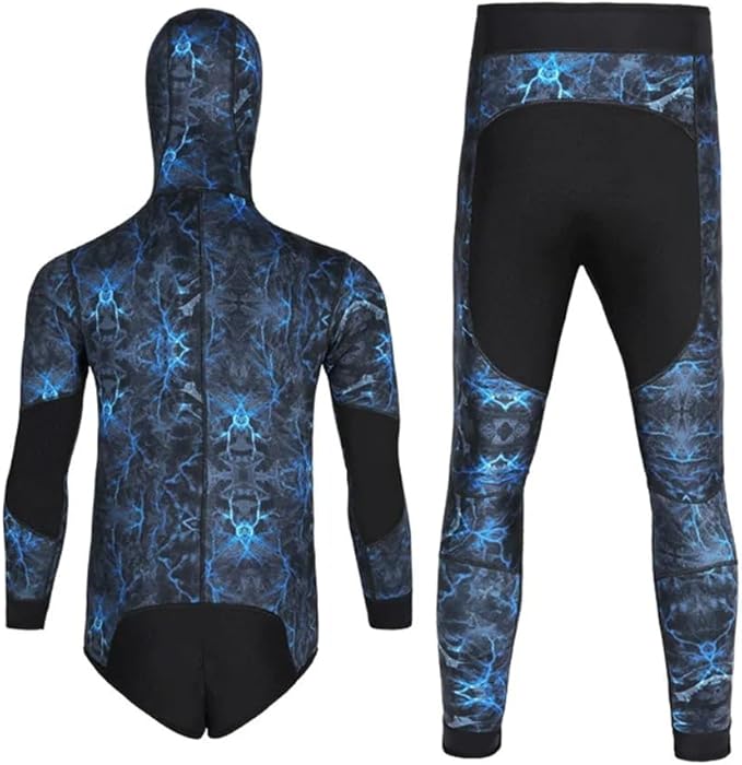 5MM Neoprene Wetsuit, Beaver-Tail, Hooded, 2 Pieces