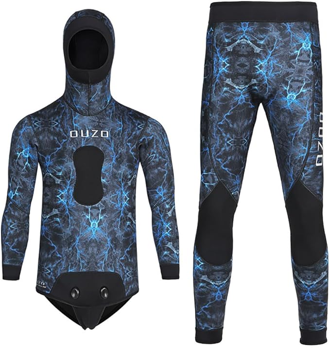 5MM Neoprene Wetsuit, Beaver-Tail, Hooded, 2 Pieces