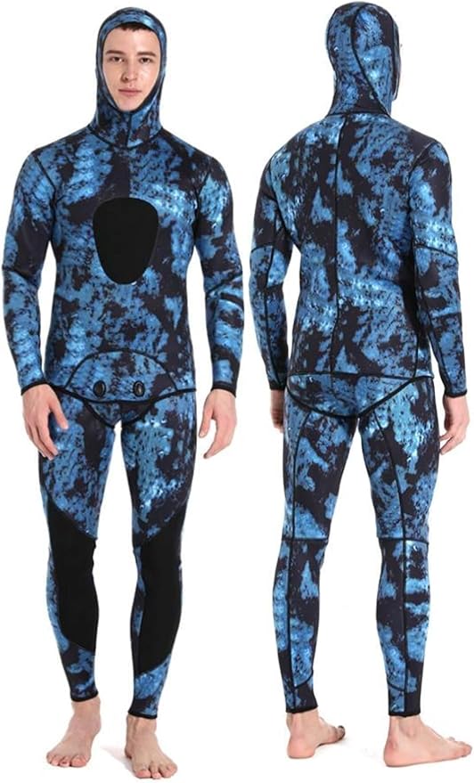 3MM Neoprene Wetsuit, Beaver-Tail, Hooded, 2 Pieces