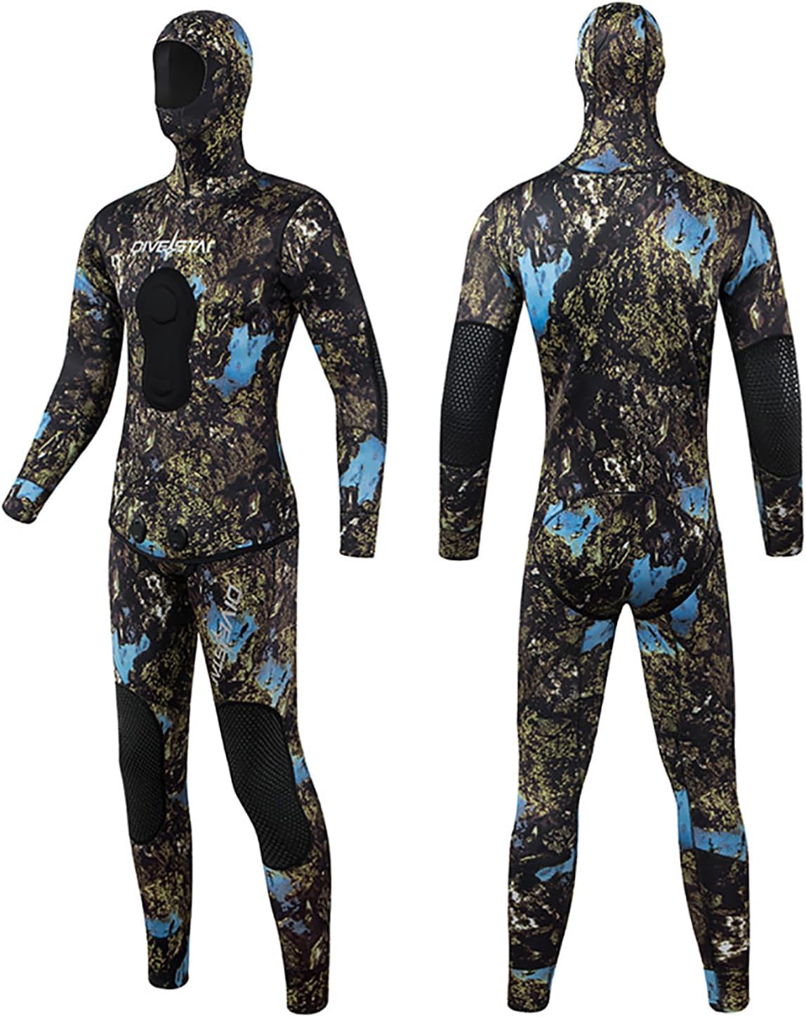 7MM OPEN-CELL Wetsuit, Beaver-Tail, Hooded, 2 Pieces