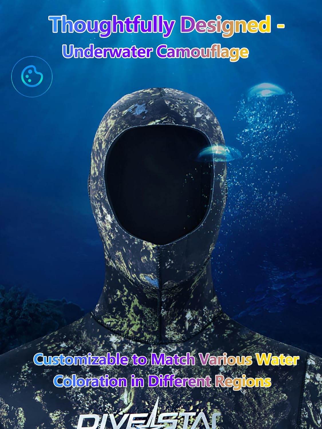 7MM OPEN-CELL Wetsuit, Beaver-Tail, Hooded, 2 Pieces