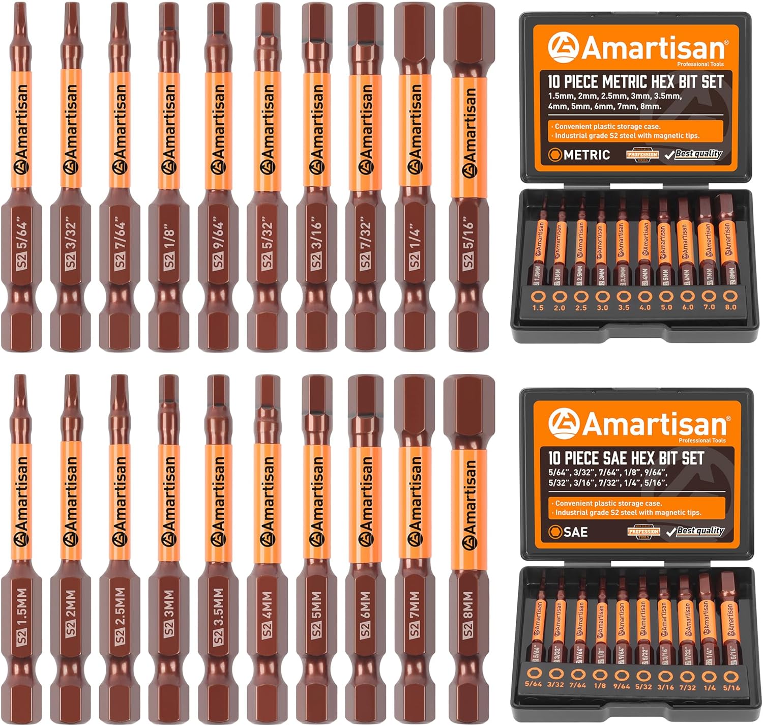 20-Piece Allen Wrench Drill Bit Set, Metric and SAE