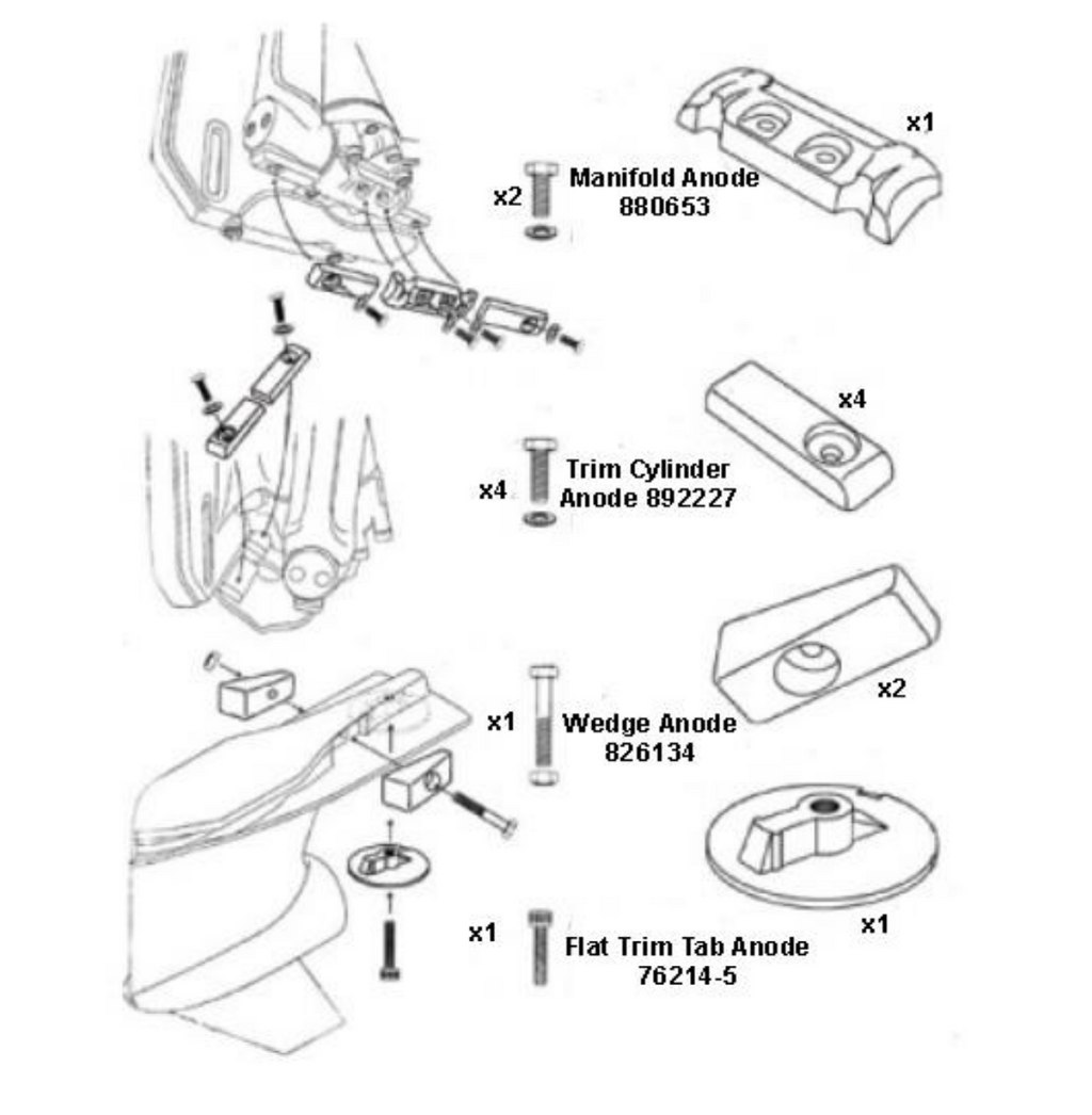 Mercury Verado #6 Anode Kit (8M0126670) ALUMINUM