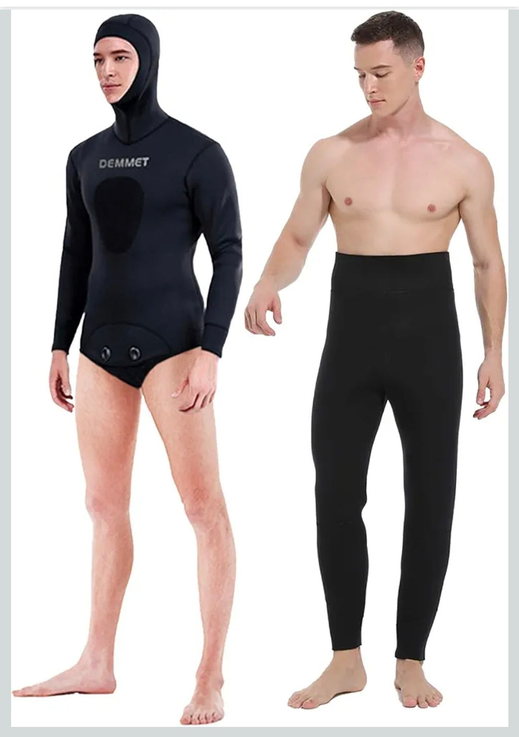 5MM Neoprene Wetsuit, Beaver-Tail, Hooded, 2 Pieces