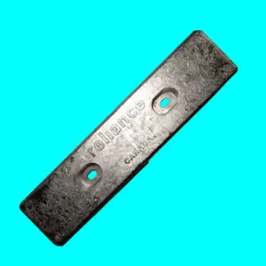 Rectangular metal piece on blue background