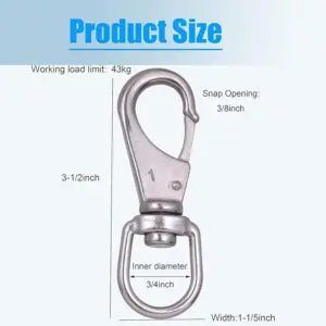 Snap hook with dimensions and specifications