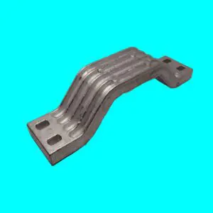 Industrial metal component on blue background