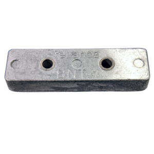 Metal block with three holes