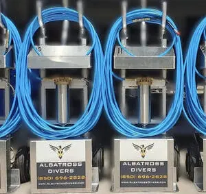 Four identical diving machines displayed