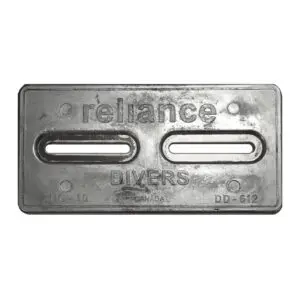 Metal diving plate with "reliance" inscription