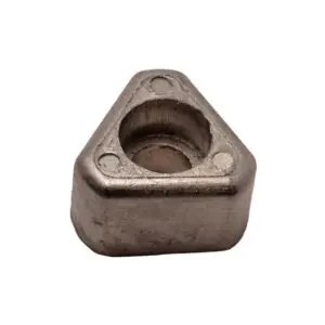 Metallic triangular object with central hole