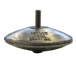 Metallic threaded object on black background