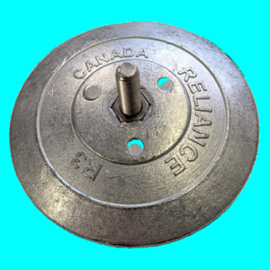 Circular metal plate with bolt