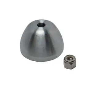 Metal dome and nut on white background
