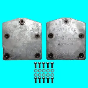 Industrial metal components on blue background