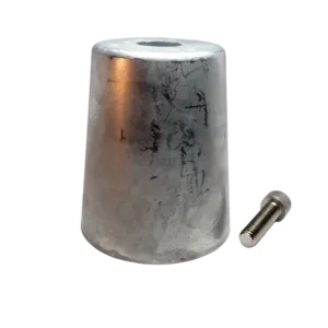 Silver cone-shaped object with screw nearby